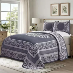 SUPERIOR Boho Mandala Jacquard Bedspread And Sham Set -Bedding Shop 7270286 Denim Blue