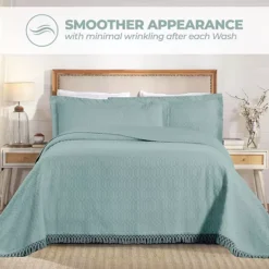 SUPERIOR Remi Jacquard Woven Geometric Fringe Bedspread And Sham Set -Bedding Shop 7270288 ALT3