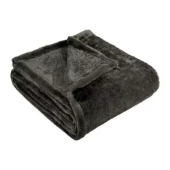 SUPERIOR Solid Fleece Medium Weight Ultra-Plush Throw Blanket -Bedding Shop 7287695 Chocoal