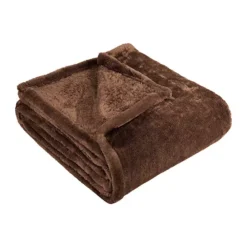 SUPERIOR Solid Fleece Medium Weight Ultra-Plush Throw Blanket -Bedding Shop 7287695 Chocolate