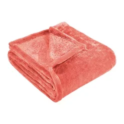 SUPERIOR Solid Fleece Medium Weight Ultra-Plush Throw Blanket -Bedding Shop 7287695 Coral