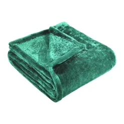 SUPERIOR Solid Fleece Medium Weight Ultra-Plush Throw Blanket -Bedding Shop 7287695 Evergreen