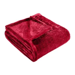 SUPERIOR Solid Fleece Medium Weight Ultra-Plush Throw Blanket -Bedding Shop 7287695 Red
