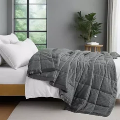 Unikome Lightweight Down Alternative Blanket With Satin Trim, Oversize Blanket -Bedding Shop 7295751 Black 1