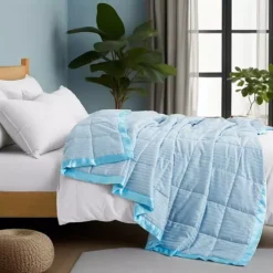 Unikome Lightweight Down Alternative Blanket With Satin Trim, Oversize Blanket -Bedding Shop 7295751 Blue