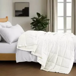 Unikome Lightweight Down Alternative Blanket With Satin Trim, Oversize Blanket -Bedding Shop 7295751 Cream