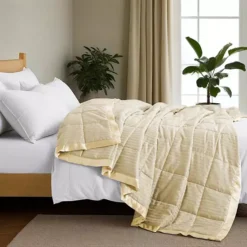 Unikome Lightweight Down Alternative Blanket With Satin Trim, Oversize Blanket -Bedding Shop 7295751 Khaki
