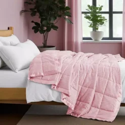 Unikome Lightweight Down Alternative Blanket With Satin Trim, Oversize Blanket -Bedding Shop 7295751 Pink