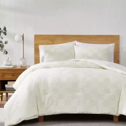 Truly Soft Textured Checkered Grey 3-Piece Duvet Cover Set -Bedding Shop 7300527 ALT2