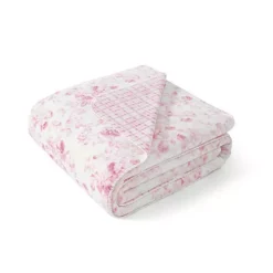 Laura Ashley Zoe Reversible Coco Flannel Throw -Bedding Shop 7311644 Mini Roses Pale Pink