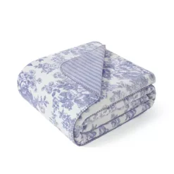 Laura Ashley Zoe Reversible Coco Flannel Throw -Bedding Shop 7311644 Toile Plum
