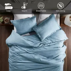 SUPERIOR Melange Flannel Cotton Two-Toned Textured Duvet Cover Set -Bedding Shop 7331894 ALT5