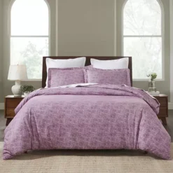 SUPERIOR Melange Flannel Cotton Two-Toned Textured Duvet Cover Set -Bedding Shop 7331894 Fig Plum