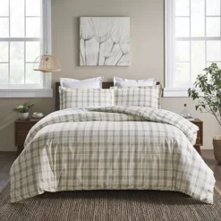SUPERIOR Plaid Flannel Cotton Classic Farmhouse Duvet Cover Set -Bedding Shop 7331896 ALT2