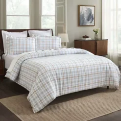 SUPERIOR Plaid Flannel Cotton Classic Farmhouse Duvet Cover Set