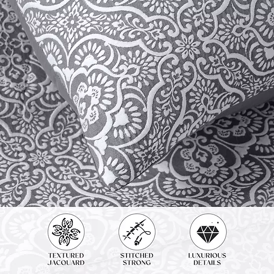 SUPERIOR Enzy Medium Weight Medallion Matelasse Quilt & Sham Set 4 SUPERIOR Enzy Medium Weight Medallion Matelasse Quilt & Sham Set - Image 4