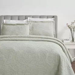 SUPERIOR Hibiscus Cotton Medium Weight Matelasse Woven Bedspread & Sham Set -Bedding Shop 7361728 Sage