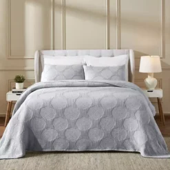 SUPERIOR Tanta Circles Woven Medium Weight Cotton Coverlet -Bedding Shop 7361741 Denim Blue