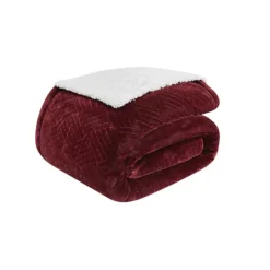 Truly Soft Basket Carved Faux Fur Throw Comforter -Bedding Shop 7381817 Cabernet