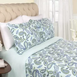 SUPERIOR Floral Paisley Flannel Cotton Duvet Cover Set -Bedding Shop 7390406 Light Blue