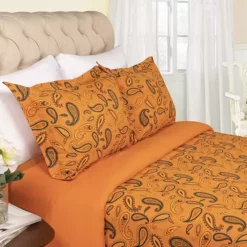 SUPERIOR Floral Paisley Flannel Cotton Duvet Cover Set -Bedding Shop 7390406 Pumpkin