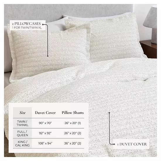 Madelinen® 100% Cotton Waffle Weave Textured Duvet Cover Set 6 Madelinen® 100% Cotton Waffle Weave Textured Duvet Cover Set - Image 6