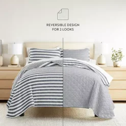 Home Collection Classic Stripe Reversible All Season Down-Alternative Quilt Set -Bedding Shop 7474295 ALT3