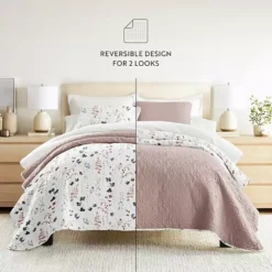 Home Collection Floral Patterned Reversible All Season Down-Alternative Quilt Set -Bedding Shop 7474300 ALT4