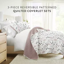 Home Collection Floral Patterned Reversible All Season Down-Alternative Quilt Set -Bedding Shop 7474300 ALT5