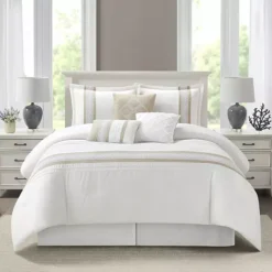 Nanshing Durango 7 Piece Stripe Comforter Set -Bedding Shop 7497224 Taupe