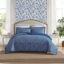 Laura Ashley Elaina Blue Quilt Set