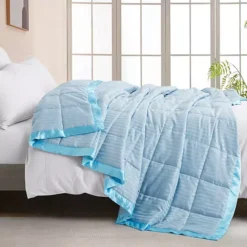 Unikome Hotel Collection Lightweight Down Alternative Blanket With Satin Trim All Season Design -Bedding Shop 7524197 Blue