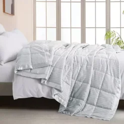 Unikome Hotel Collection Lightweight Down Alternative Blanket With Satin Trim All Season Design -Bedding Shop 7524197 Light Gray