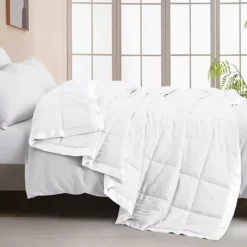 Unikome Hotel Collection Lightweight Down Alternative Blanket With Satin Trim All Season Design -Bedding Shop 7524197 White