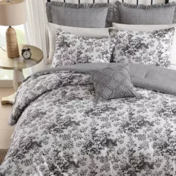 Laura Ashley Toile Delight Grey Comforter & Sham Bonus Set -Bedding Shop 7529148 ALT6