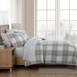 Eddie Bauer Mountain Embroidery Plaid Green King Comforter Set -Bedding Shop 7530450 ALT7