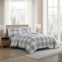 Eddie Bauer Mountain Embroidery Plaid Green King Comforter Set -Bedding Shop 7530450 ALT8