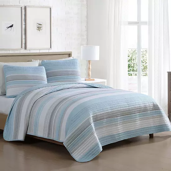 Beatrice Home Fashions Coralinn Stripe Quilt Set 2 Beatrice Home Fashions Coralinn Stripe Quilt Set - Image 2