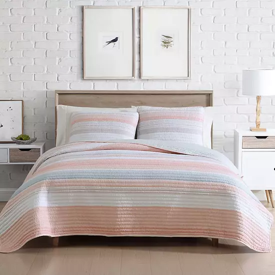 Beatrice Home Fashions Coralinn Stripe Quilt Set 8 Beatrice Home Fashions Coralinn Stripe Quilt Set - Image 8