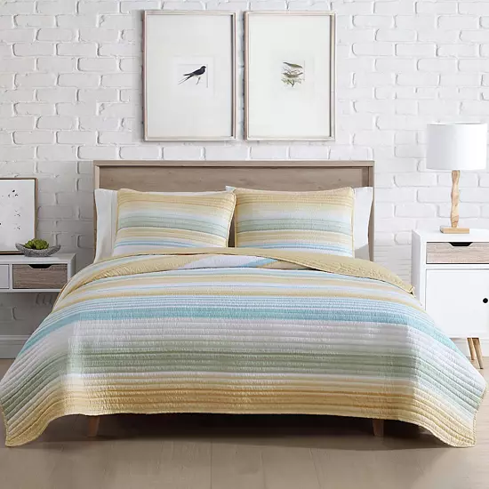 Beatrice Home Fashions Coralinn Stripe Quilt Set 10 Beatrice Home Fashions Coralinn Stripe Quilt Set - Image 10