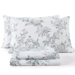 HLC.ME Floral Multi Piece Bed Sheets Set - Soft & Wrinkle Resistant - Beds Up To 15 Inches Deep -Bedding Shop 7552070 Grey Toile