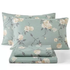 HLC.ME Floral Multi Piece Bed Sheets Set - Soft & Wrinkle Resistant - Beds Up To 15 Inches Deep -Bedding Shop 7552070 Vintage Green