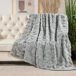 Home Soft Things Brick Textured Faux Fur Throw Blanket -Bedding Shop 7557534 ALT2