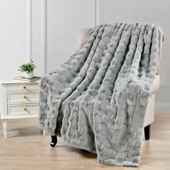 Home Soft Things Brick Textured Faux Fur Throw Blanket -Bedding Shop 7557534 ALT3