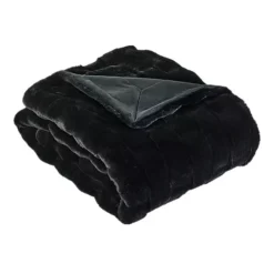 Home Soft Things Brick Textured Faux Fur Throw Blanket -Bedding Shop 7557534 Black