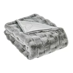 Home Soft Things Brick Textured Faux Fur Throw Blanket -Bedding Shop 7557534 Gray 1