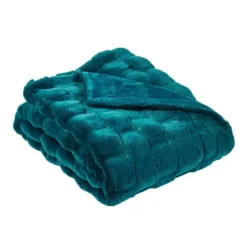 Home Soft Things Brick Textured Faux Fur Throw Blanket -Bedding Shop 7557534 Teal