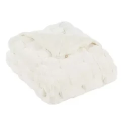 Home Soft Things Brick Textured Faux Fur Throw Blanket -Bedding Shop 7557534 White