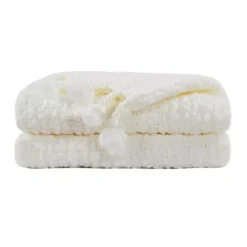 Home Soft Things Basket Weave Knitted Tassel Throw Blanket -Bedding Shop 7557688 Antique White