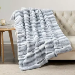 Home Soft Things Tip Dying Two Tone Faux Fur Throw Blanket -Bedding Shop 7557689 ALT5